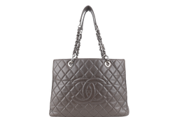CHANEL GRAND SHOPPING TOTE (1503xxxx) GREY CAVIAR LEATHER SILVER HARDWARE WITH CARD NO DUST COVER