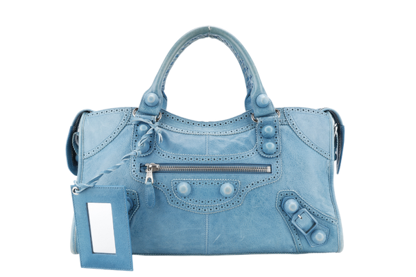 BALENCIAGA GIANT CITY BAG BLUE COLOR LEATHER WITH STRAPS AND DUST COVER