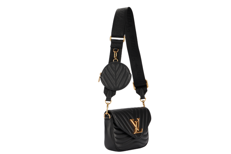 Louis Vuitton New Wave Multi Pochette (M56461) Noir Color, with Strap, Chain, Dust Cover & Box