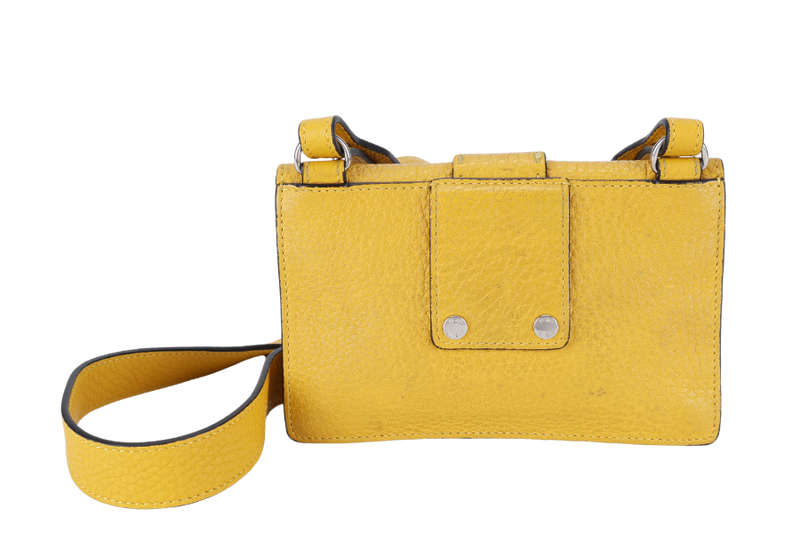 FENDI SELLERIA BAGGUETTE SMALL MUSTARD YELLOW CALF LEATHER SILVER HARDWARE NO DUST COVER