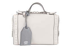 TOD'S DON BAULETTO LIGHT GREY CALF LEATHER SILVER HARDWARE WITH DUST COVER AND STRAPS