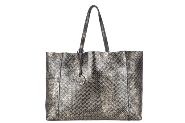 BOTTEGA VENETA INTRECCIO MIRAGE TOTE BAG (B00672364W) LARGE BLACK GOLD LEATHER NO DUST COVER