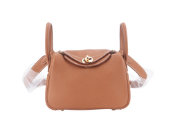 HERMES MINI LINDY GOLD COLOR CLEMENCE GOLD HARDWARE STAMP K (YEAR 2025) WITH DUST COVER AND BOX