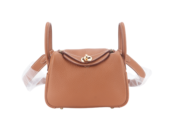 HERMES MINI LINDY GOLD COLOR CLEMENCE GOLD HARDWARE STAMP K (YEAR 2025) WITH DUST COVER AND BOX