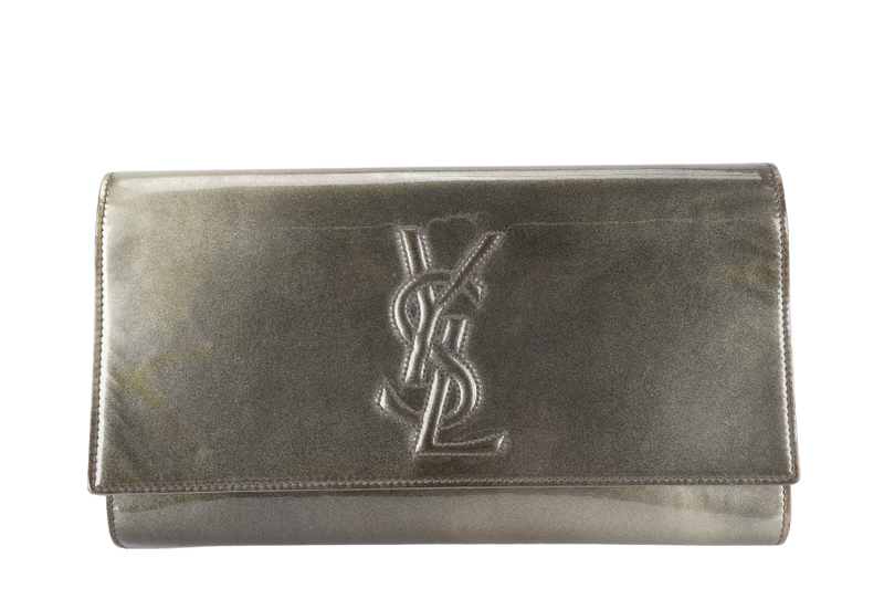 YVES SAINT LAURENT (YSL) BELLE DE JOUR CLUTCH GOLD PATENT NO DUST COVER