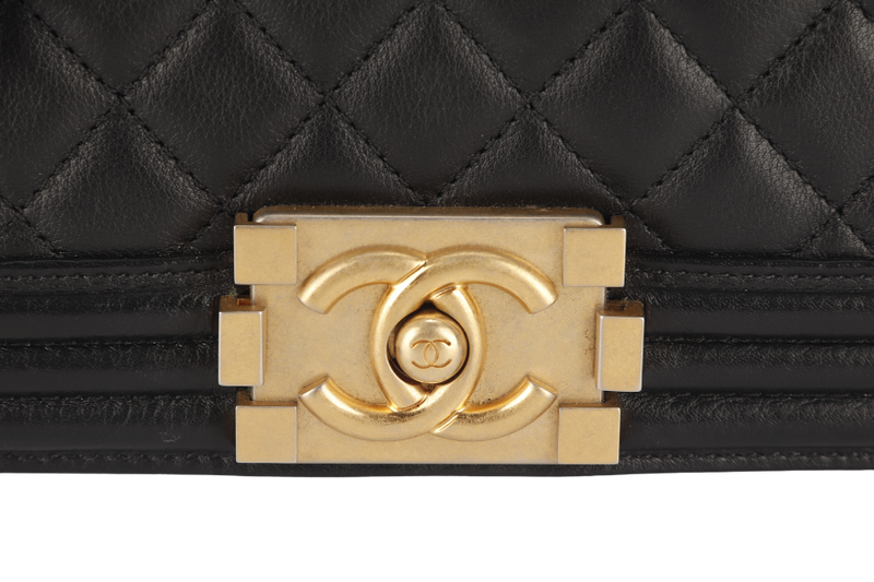 CHANEL LEBOY MEDIUM (2793xxxx) BLACK LAMBSKIN GOLD HARDWARE WITH DUST COVER AND BOX