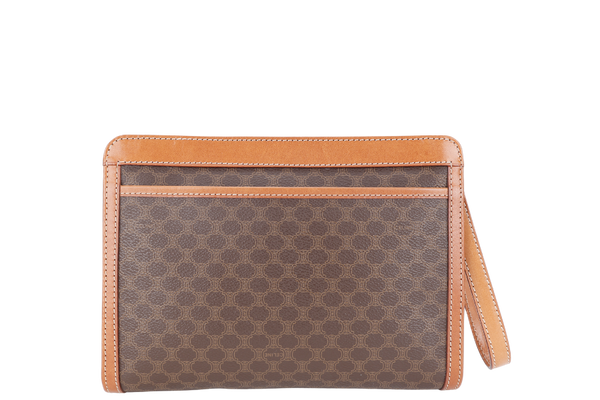 CELINE M94 MACADAM CLUTCH BROWN MONOGRAM COATED CANVAS GOLD HARDWARE NO DUST COVER