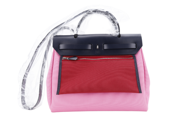 HERMES HERBAG ROSE BUBBLEGUM BLUE INDIGO RUBIS CANVAS STAMP U (YEAR 2022) WITH LOCK&KEYS, DUST COVER AND BOX