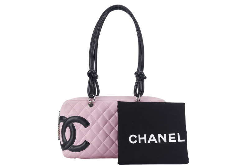 CHANEL CAMBON LINE (9139xxxx) LARGE PINK CALFSKIN LEATHER SILVER HARDWARE WITH DUST COVER