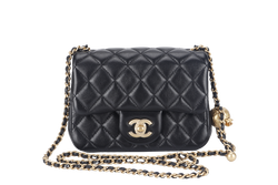 CHANEL CLASSIC FLAP SMALL PEARL BLACK LAMBSKIN GOLD HARDWARE MICROCHIP (G88xxxx) WITH DUST COVER AND BOX