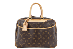 LOUIS VUITTON M47270 DEAUVILLE HAND BAG BROWN MONOGRAM CANVAS GOLD HARDWARE WITH DUST COVER