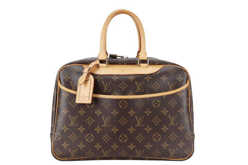 LOUIS VUITTON M47270 DEAUVILLE HAND BAG BROWN MONOGRAM CANVAS GOLD HARDWARE WITH DUST COVER