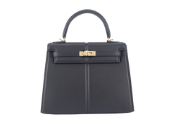 HERMES KELLY PADDED 25 STAMP Z (YEAR 2021) BLACK SWIFT LEATHER GOLD HARDWARE WITH LOCK&KEYS, RAINCOAT AND DUST COVER