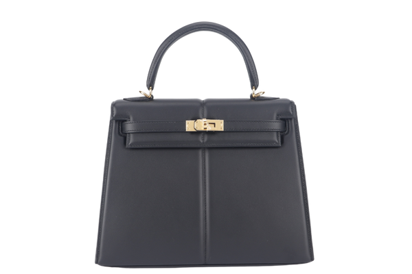 HERMES KELLY PADDED 25 STAMP Z (YEAR 2021) BLACK SWIFT LEATHER GOLD HARDWARE WITH LOCK&KEYS, RAINCOAT AND DUST COVER