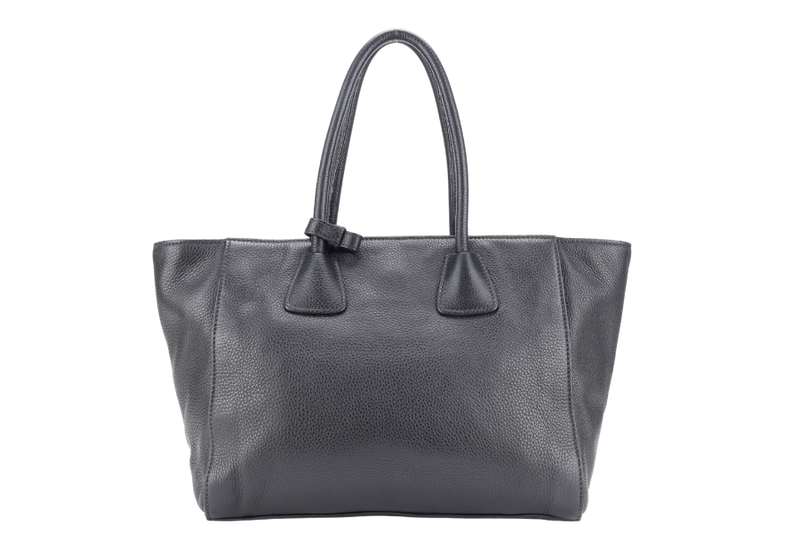 PRADA TOTE BAG BLACK LEATHER GOLD HARDWARE NO DUST COVER