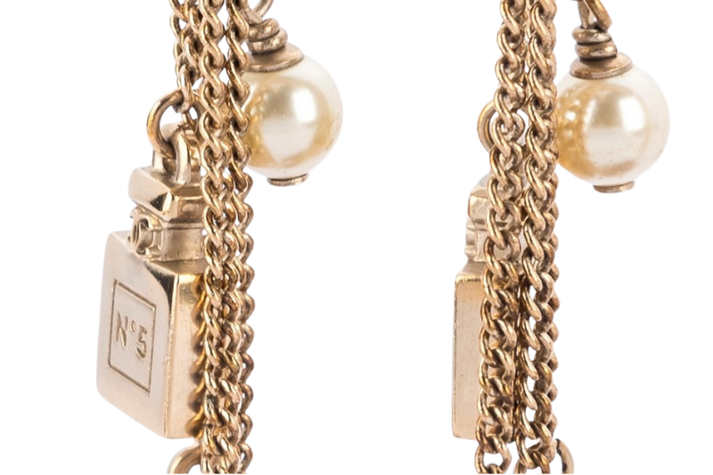 Chanel Light GP Drop Earrings Perfume Heart Shape & CC Motif