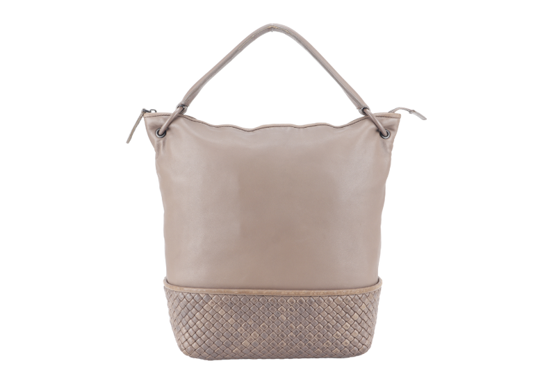 BOTTEGA VENETA SHOULDER BAG MEDIUM BROWN SILVER HARDWARE WITH DUST COVER