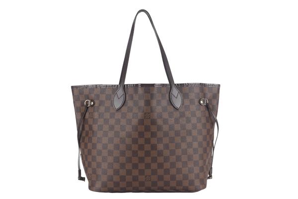 LOUIS VUITTON NEVERFULL MM DAMIER EBENE CANVAS GOLD HARDWARE SP0122 NO DUST COVER