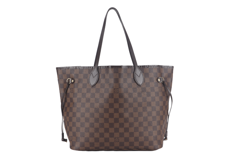 LOUIS VUITTON NEVERFULL MM DAMIER EBENE CANVAS GOLD HARDWARE SP0122 NO DUST COVER