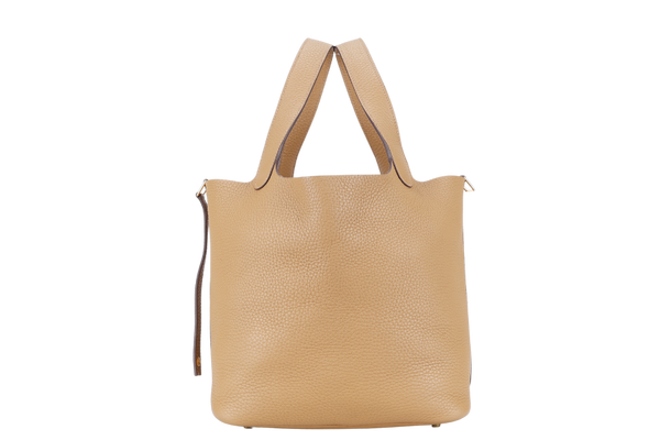 HERMES PICOTIN 22 BISCUIT COLOR CLEMENCE LEATHER GOLD HARDWARE STAMP U (2022) WITH KEYS&LOCK, ORGANIZER, DUST COVER AND BOX