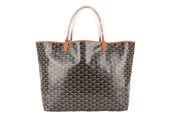 GOYARD SAINT LOUIS GM BAG BLACK AND TAN COLOR WITH DUST COVER