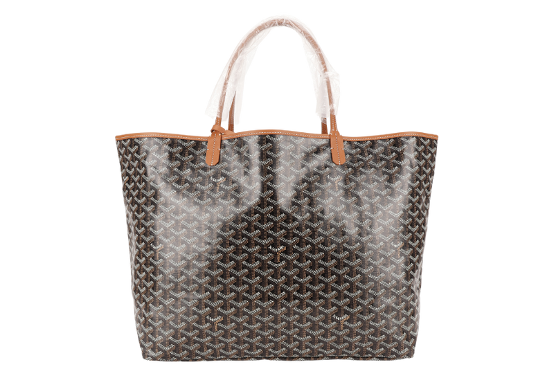 GOYARD SAINT LOUIS GM BAG BLACK AND TAN COLOR WITH DUST COVER