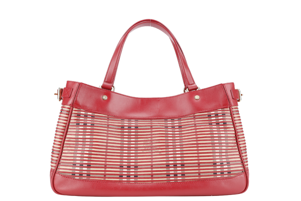 BURBERRY RAVENSCLON PINK HAYMARKET CHECK HANDBAG WITH DUST COVER