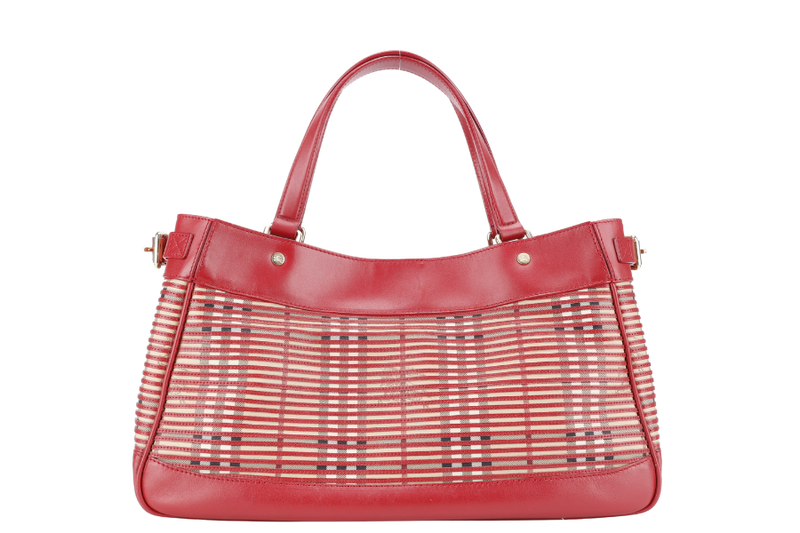 BURBERRY RAVENSCLON PINK HAYMARKET CHECK HANDBAG WITH DUST COVER