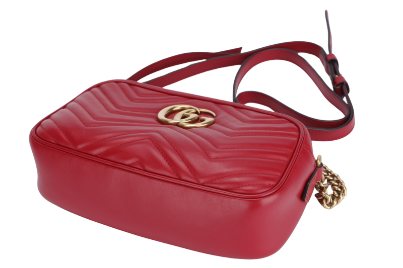 Gucci GG Marmont Shoulder Bag (447632 204991) Red Color Leather Gold Hardware No Dust Cover