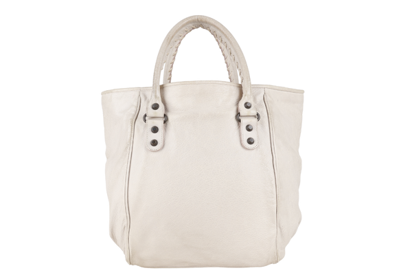 BALENCIAGA SUNDAY CITY LIGHT CREAM LAMBSKIN LEATHER NO DUST COVER