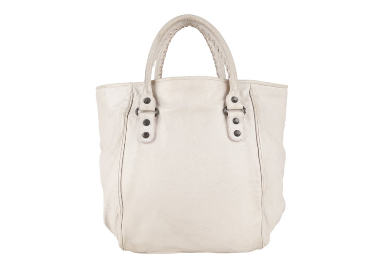 BALENCIAGA SUNDAY CITY LIGHT CREAM LAMBSKIN LEATHER NO DUST COVER