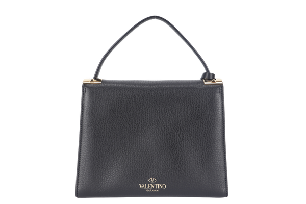 VALENTINO GARAVANI MY ROCKSTUD FRAME BAG MEDIUM BLACK CALFSKIN LEATHER GOLD HARDWARE WITH STRAP AND DUST COVER