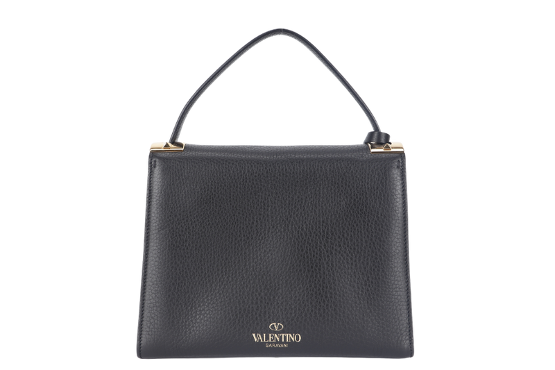 VALENTINO GARAVANI MY ROCKSTUD FRAME BAG MEDIUM BLACK CALFSKIN LEATHER GOLD HARDWARE WITH STRAP AND DUST COVER