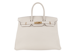 HERMES BIRKIN 35 CRAIE CLEMENCE LEATHER GOLD HARDWARE STAMP U (YEAR 2022) WITH DUST COVER