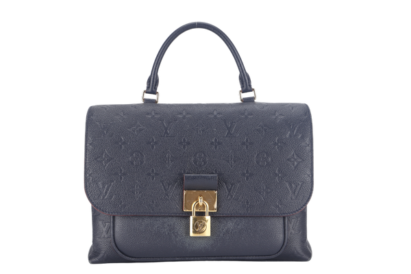 LOUIS VUITTON MARIGNAN BLUE MONOGRAM EMPREINTE LEATHER GOLD HARDWARE WITH STRAPS AND DUST COVER