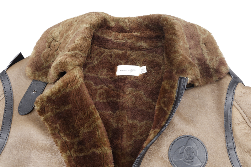 COACH SHEARLING LAMB CALF LEATHER DARK BROWN WINTER JACKET SIZE 46