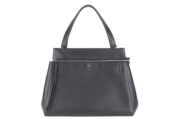 CELINE EDGE HANDBAG BLACK CALF LEATHER SILVER HARDWARE WITH DUST COVER