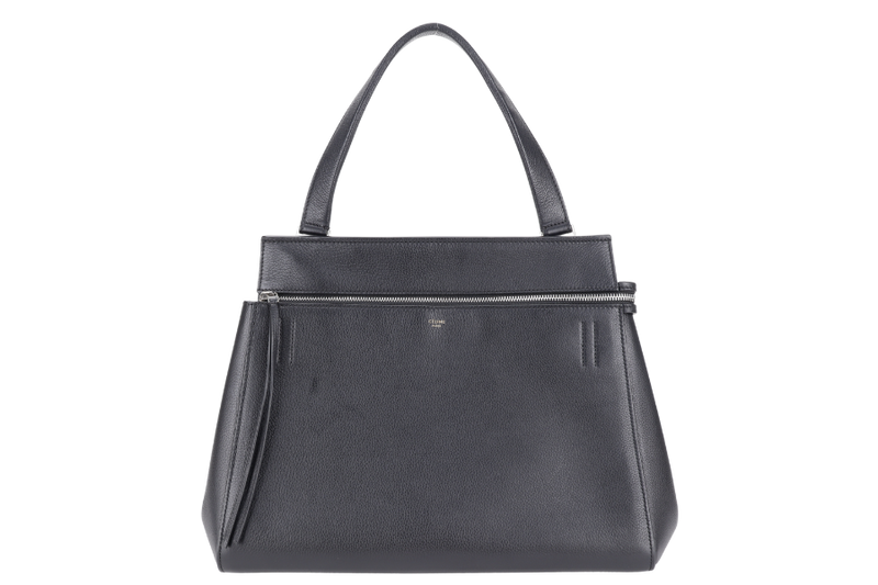 CELINE EDGE HANDBAG BLACK CALF LEATHER SILVER HARDWARE WITH DUST COVER