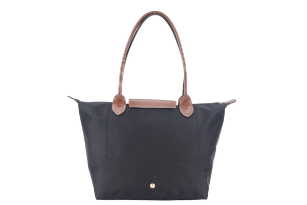 LONGCHAMP LE PLIAGE MEDIUM BLACK CANVAS GOLD HARDWARE NO DUST COVER