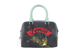 KENZO TIGER EMBROIDERY CROSSBODY BAG GREEN-BLACK SILVER HARDWARE WITH DUST COVER