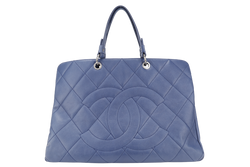 CHANEL TIMELESS SOFT SHOPPER TOTE BLUE CAVIAR LEATHER SILVER HARDWARE (1277xxxx) WITH DUST COVER