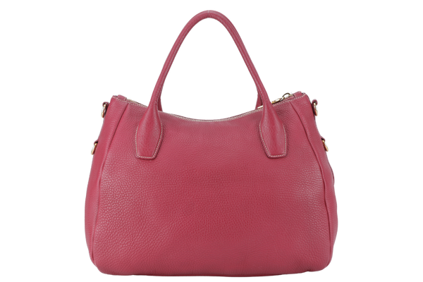 PRADA 2WAY TOTE (BN2318) FUCHSIA VITELLO DAINO LEATHER GOLD HARDWARE WITH STRAPS AND CARD