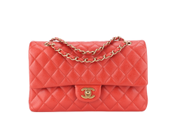 CHANEL CLASSIC FLAP MEDIUM ORANGE RED CAVIAR GOLD HARDWARE (2051xxxx) WITH CARD