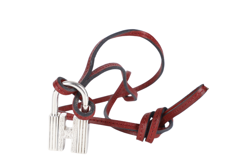 HERMES TOUREG SV925 H LOCK TRIBE NECKLACE WITH RED LEATHER STRAP WITH BOX