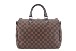 LOUIS VUITTON SPEEDY BANDOULIERE 30 (N41367) DAMIER EBENE CANVAS GOLD HARDWARE WITH DUST COVER