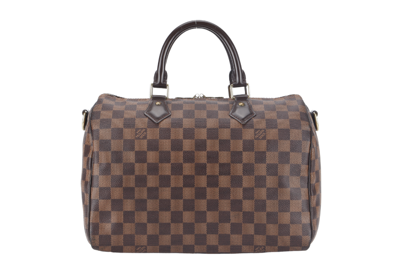 LOUIS VUITTON SPEEDY BANDOULIERE 30 (N41367) DAMIER EBENE CANVAS GOLD HARDWARE WITH DUST COVER