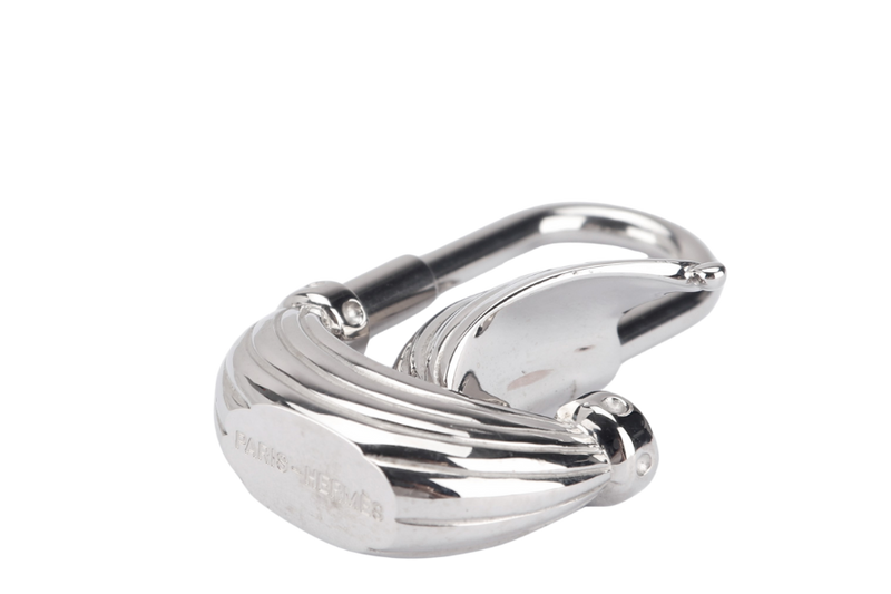 HERMES SILVER PLATED SAILBOAT CADENA LOCK CHARM WITH BOX