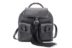 GUCCI BAMBOO BLACK LEATHER BACKPACK WITH DUST COVER
