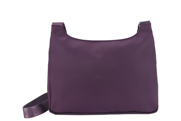 LONGCHAMP MESSENGER PURPLE NYLON SILVER HARDWARE