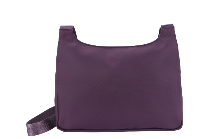 LONGCHAMP MESSENGER PURPLE NYLON SILVER HARDWARE